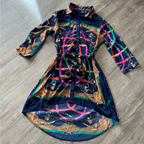 LAST PRICE🍒🤍 SWEET RAIN high low shirt dress with belt 💙 - Picture 4 of 13